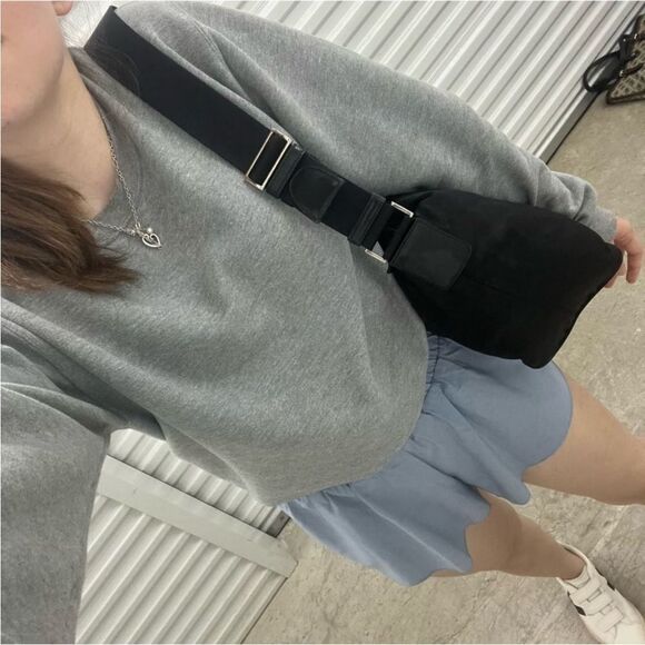 PRADA Black Nylon Tessuto Shoulder Bag Hobo Baguette Re Edition - Picture 12 of 14